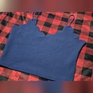 SHEIN Royal Blue Scalloped Edge Crop Top